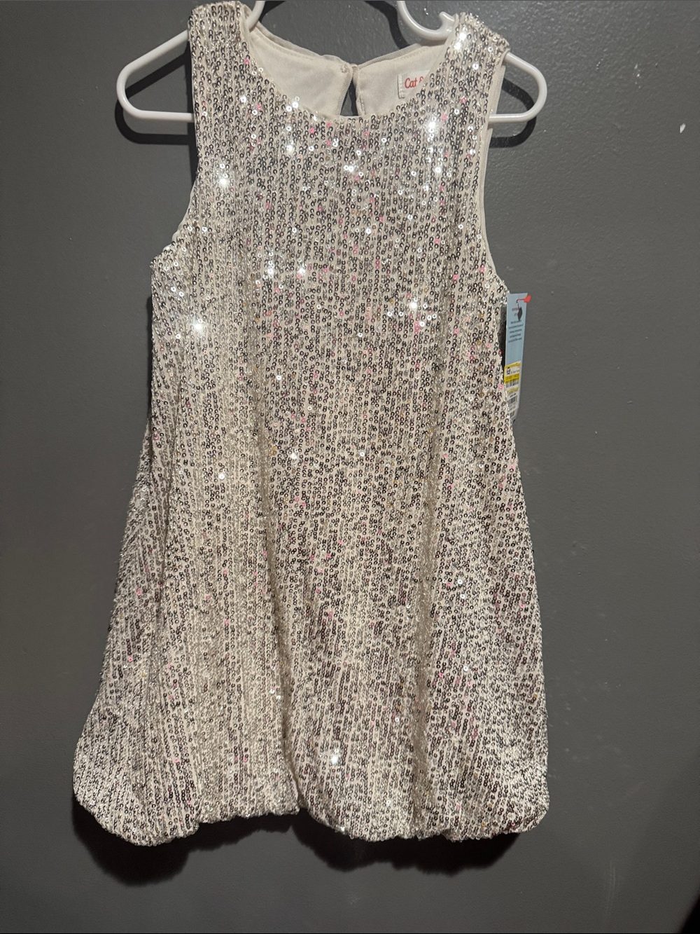 Cat & Jack Ivory Sequin Sleeveless Party Dress